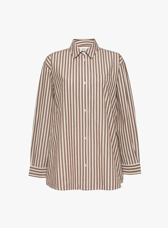 Edgar Shirt Brown and Ecru Stripe made by Skall Studio