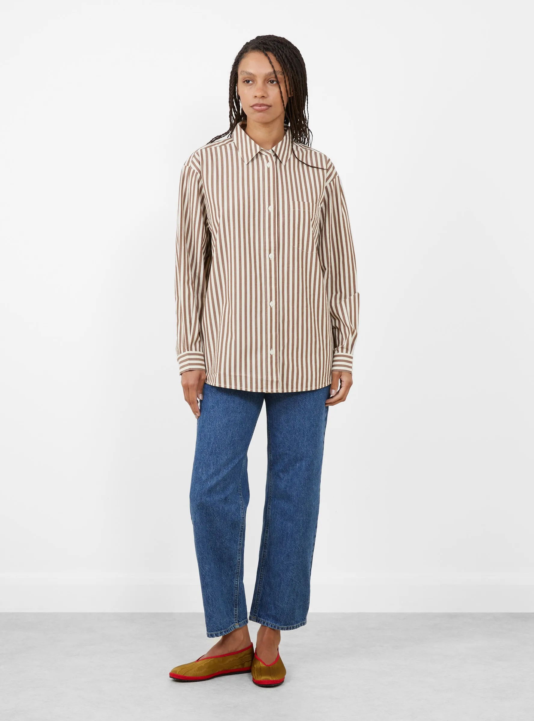 Edgar Shirt Brown and Ecru Stripe sold by Garbstore product image thumbnail 2