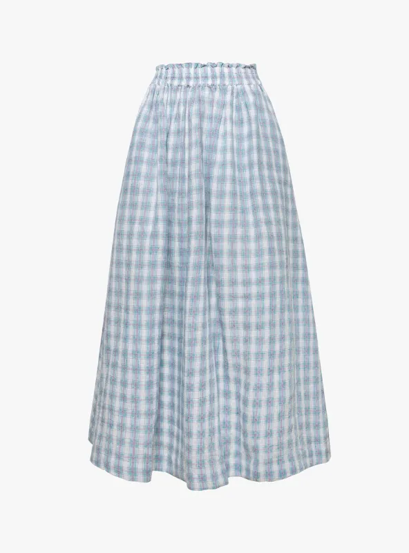 Dagny Skirt Purple and Blue Check made by Skall Studio