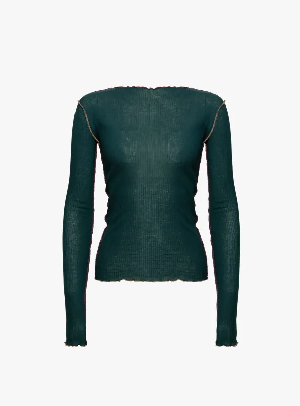 Vein Long Sleeve Tee Hirsu Green made by Baserange