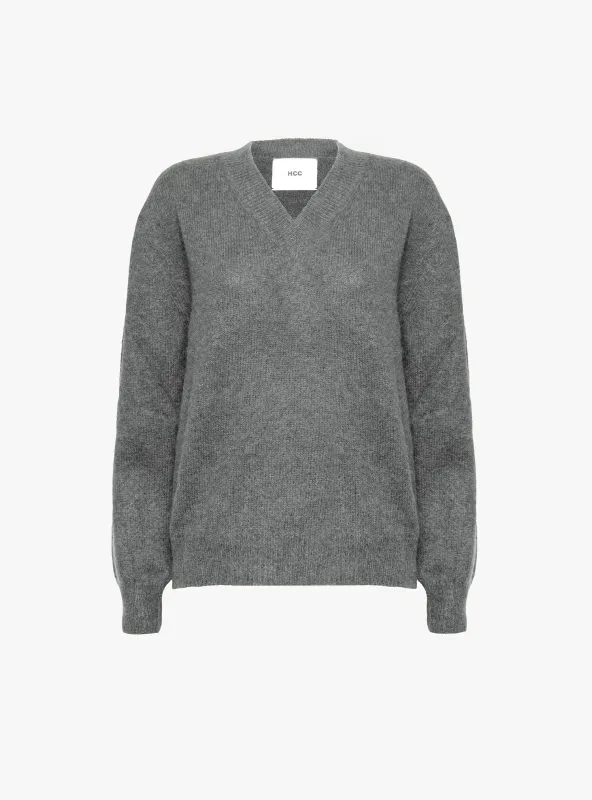 Nimbus V Neck Jumper Thunder made by Garbstore