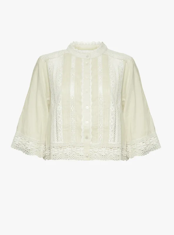 Pippa Solid Short Sleeve Top Cream made by Sea