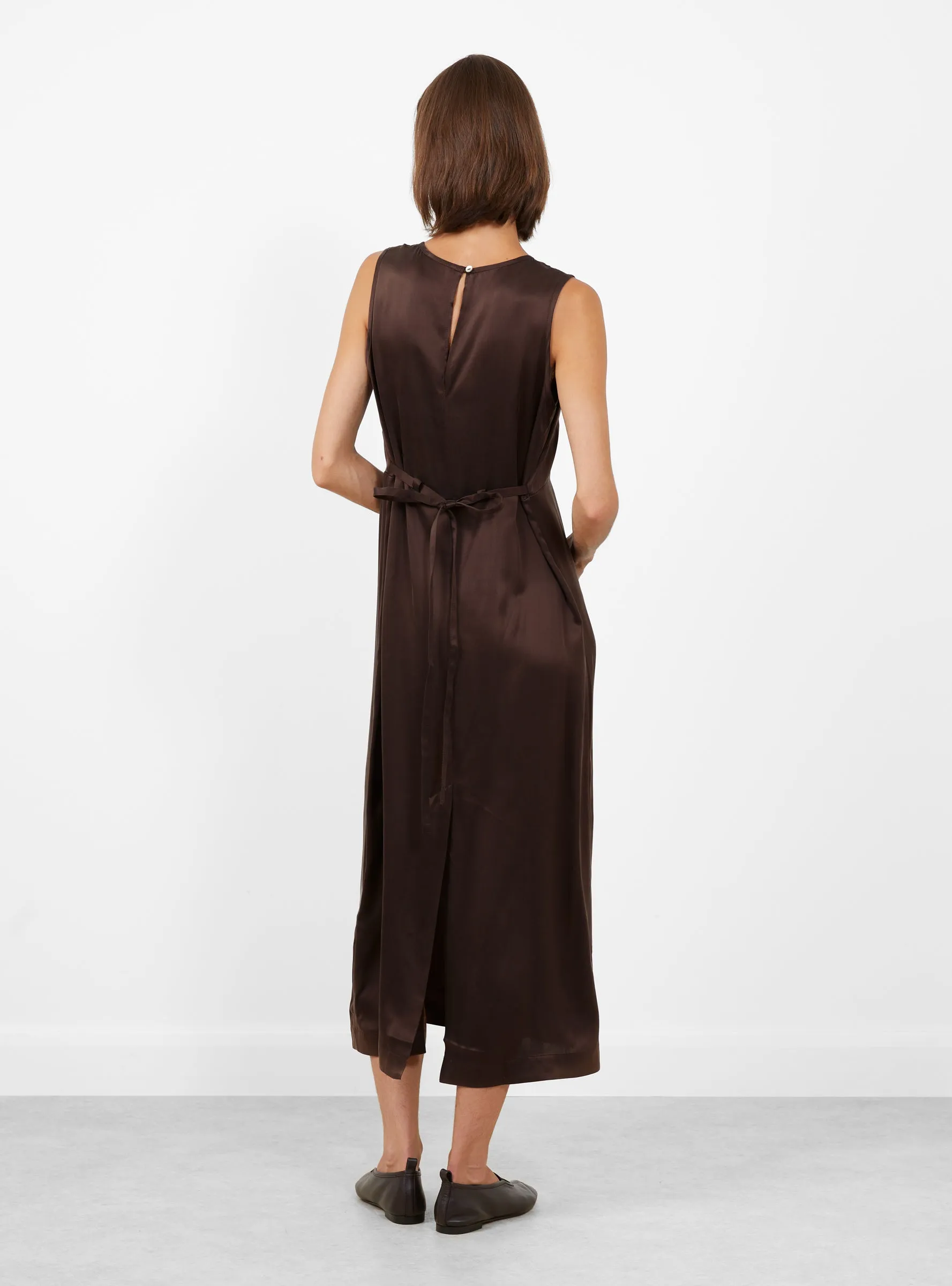 Sandwashed Satin Erika Dress Chocolate sold by Garbstore product image thumbnail 4