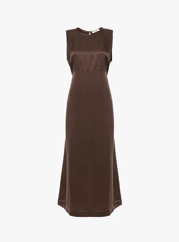 Sandwashed Satin Erika Dress Chocolate made by Cawley