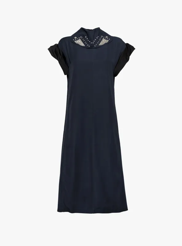Rayon Silk Twill Dress Black made by TOGA Pulla