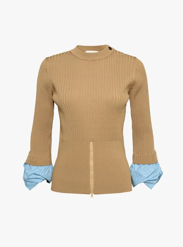 Rib Knit Top Camel made by TOGA Pulla
