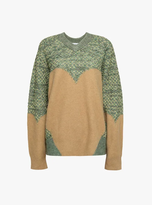 Heart Knit Pullover Green made by TOGA Pulla