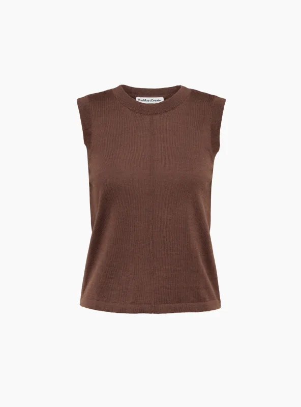 Dot Vest Knit Dark Brown made by YMC