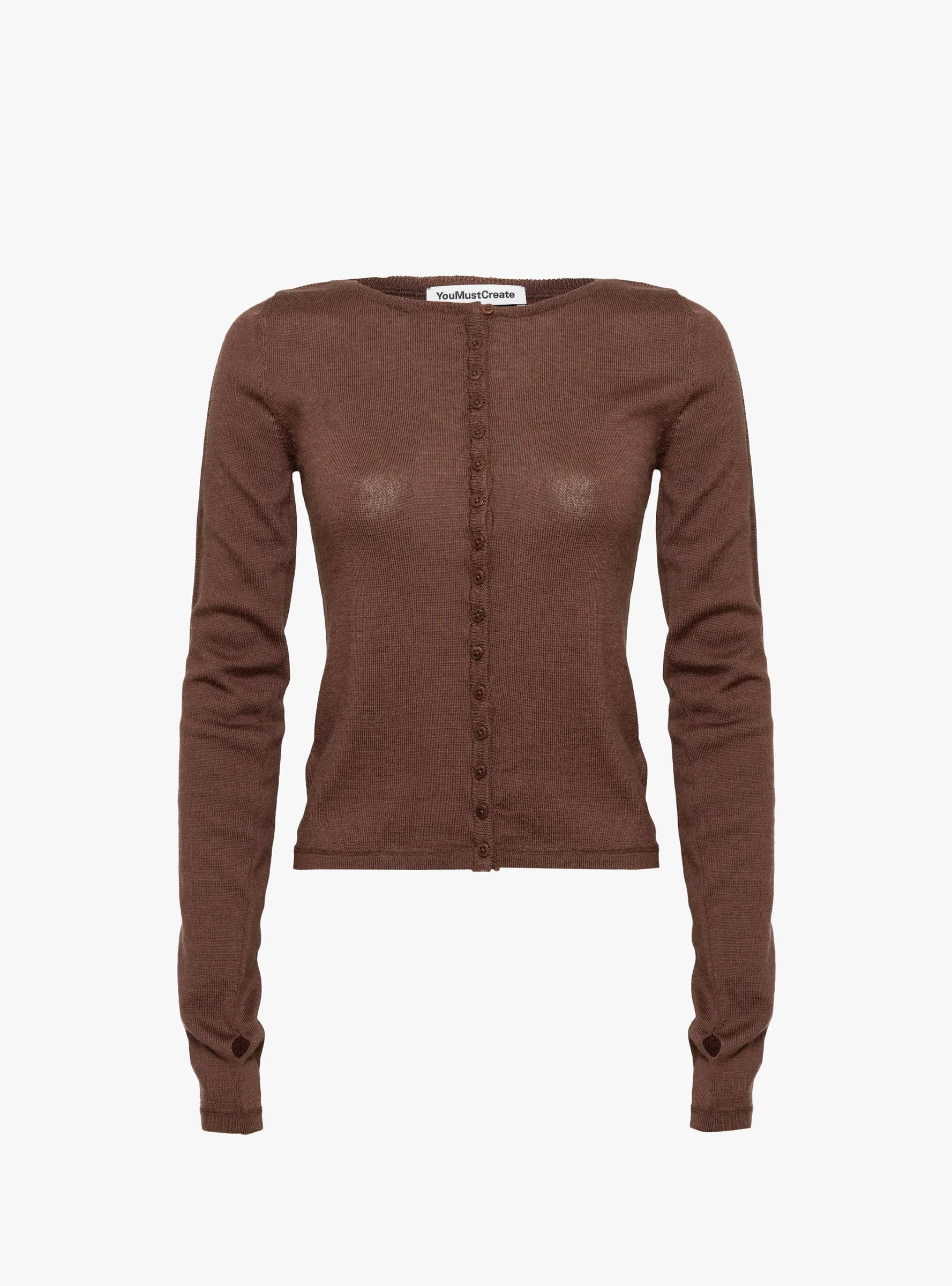 Natalie Cardigan Dark Brown sold by Garbstore