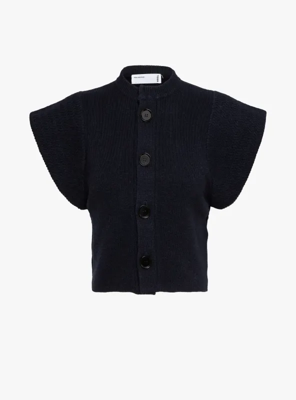 Knit Vest Navy made by TOGA Pulla