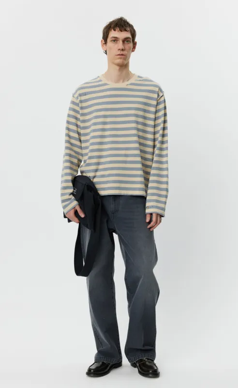 Wide Stripe Sweater - Greige sold by mfpen Mens