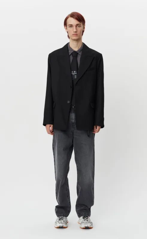 Oversized Blazer - Black Wool Cavalry Twill sold by mfpen Mens