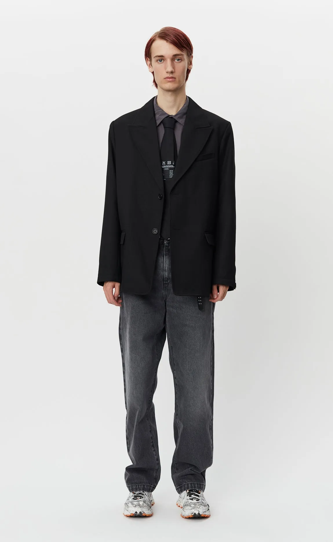 Oversized Blazer - Black Wool Cavalry Twill sold by mfpen Mens