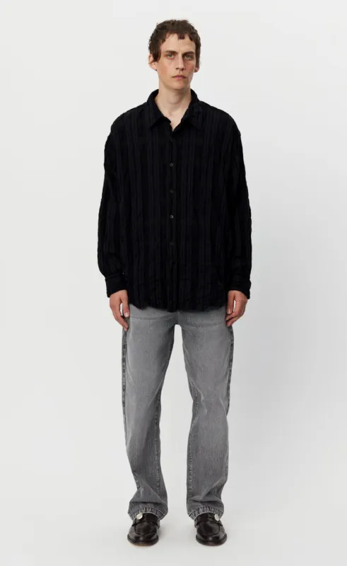 Crinkle Shirt - Black Check sold by mfpen Mens