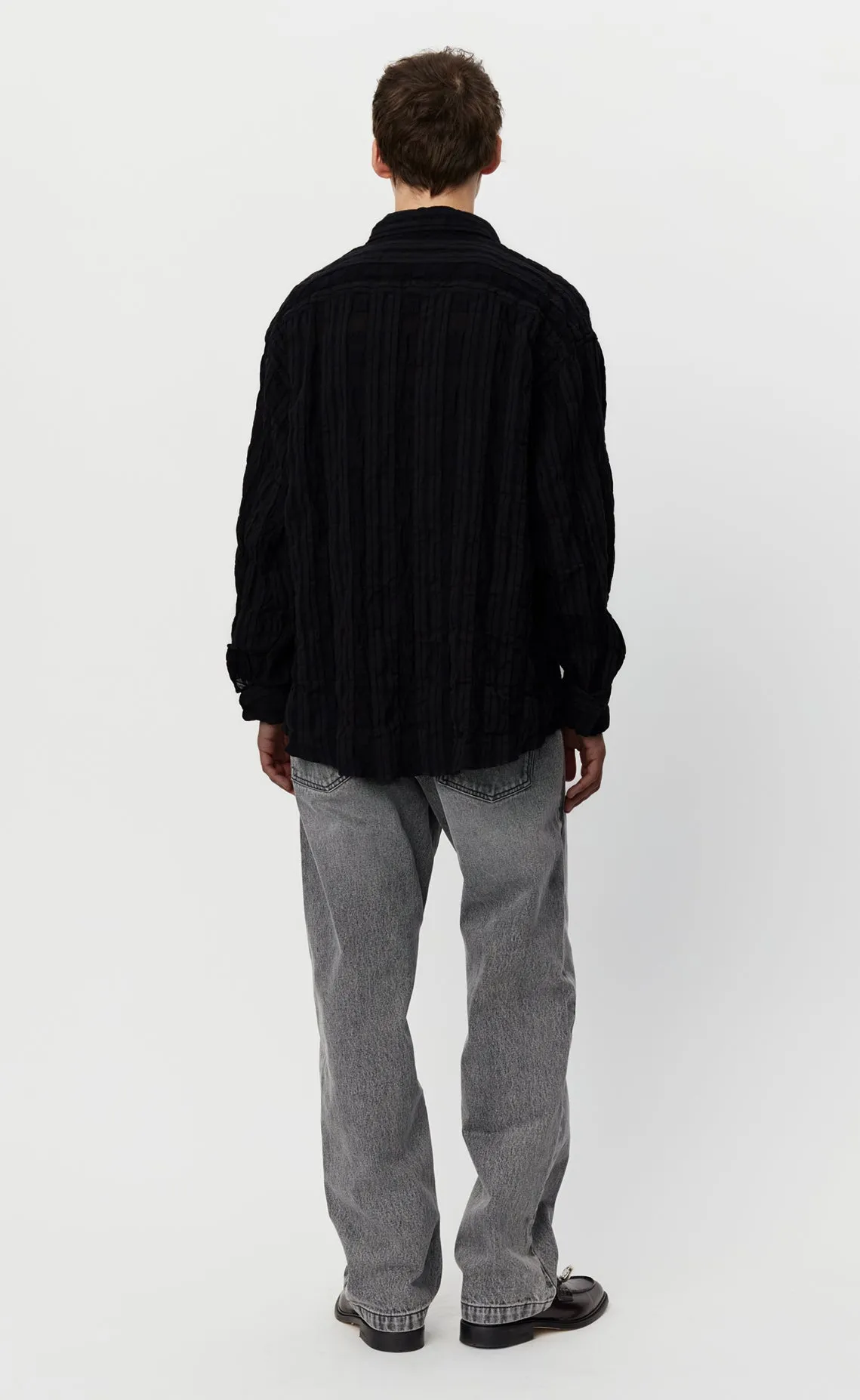 Crinkle Shirt - Black Check sold by mfpen Mens product image thumbnail 3