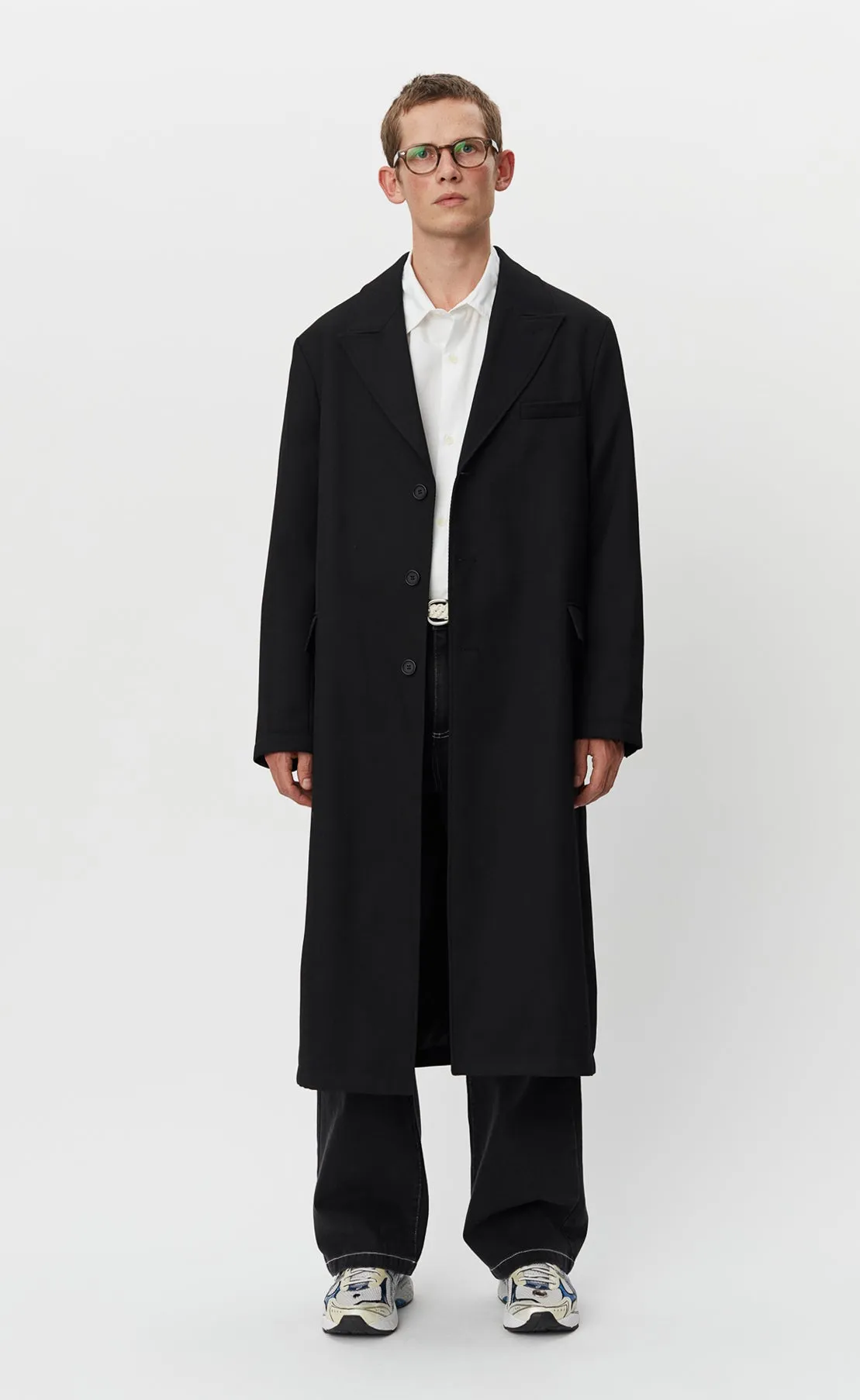 Margin Coat - Black Wool Cavalry Twill sold by mfpen Mens