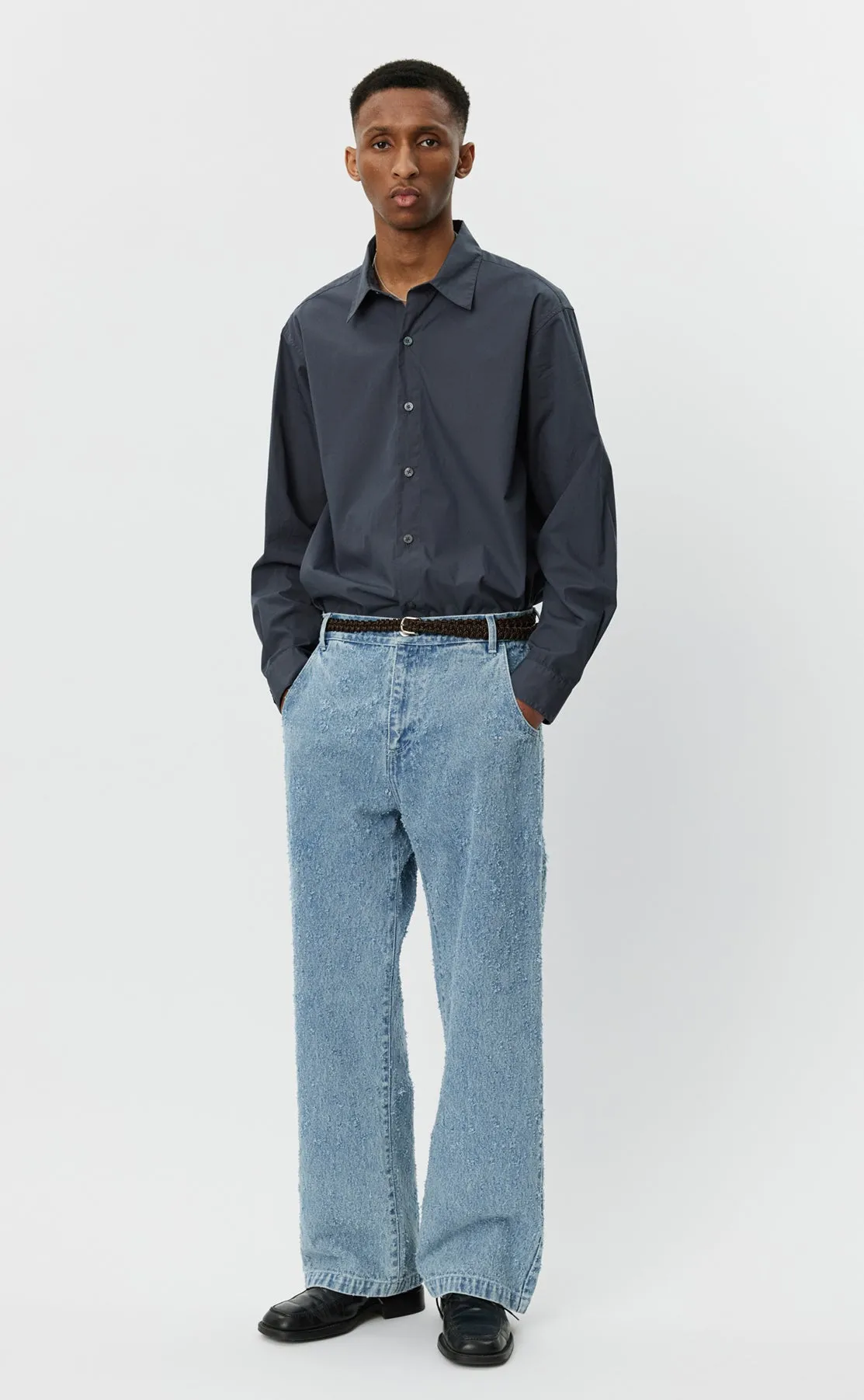 Straight Cut Jeans - Light Blue Punch Out sold by mfpen Mens