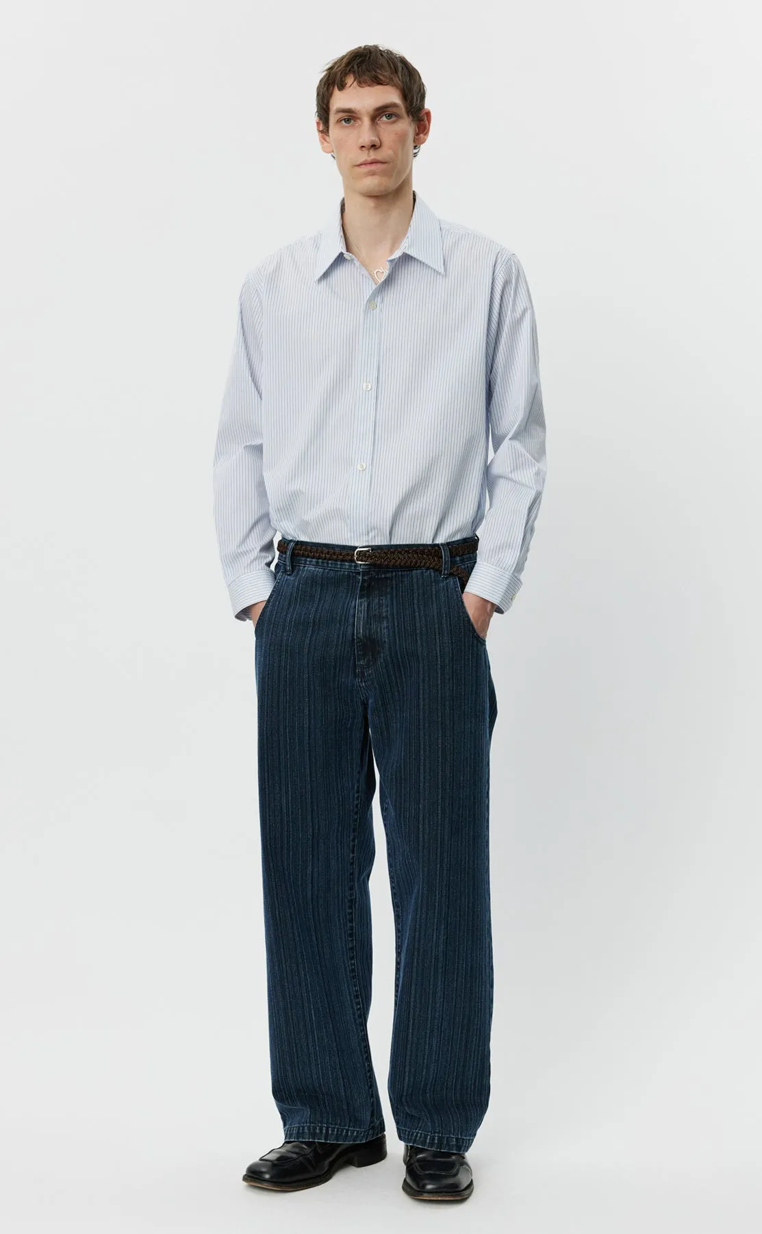 Straight Cut Jeans - Blue Stripe sold by mfpen Mens product image thumbnail 2