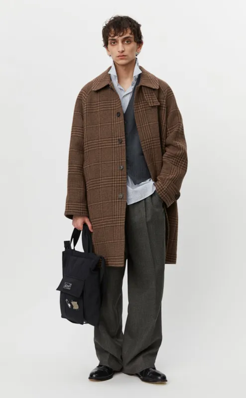 Accession Coat - Brown Check Recycled Wool sold by mfpen Mens