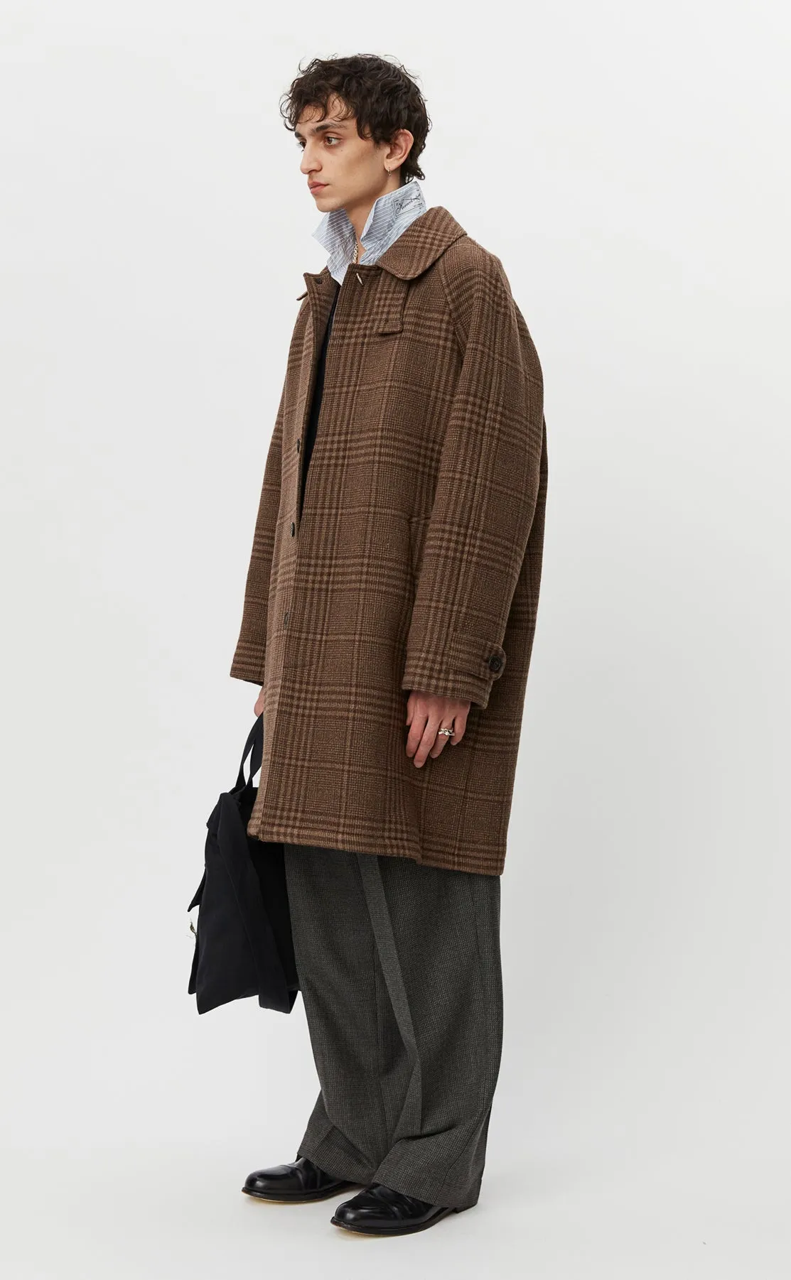 Accession Coat - Brown Check Recycled Wool sold by mfpen Mens product image thumbnail 3