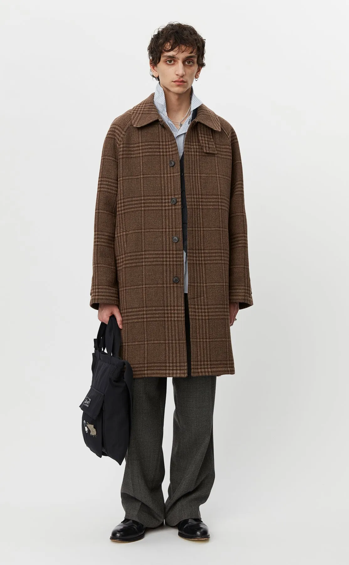 Accession Coat - Brown Check Recycled Wool sold by mfpen Mens product image thumbnail 2