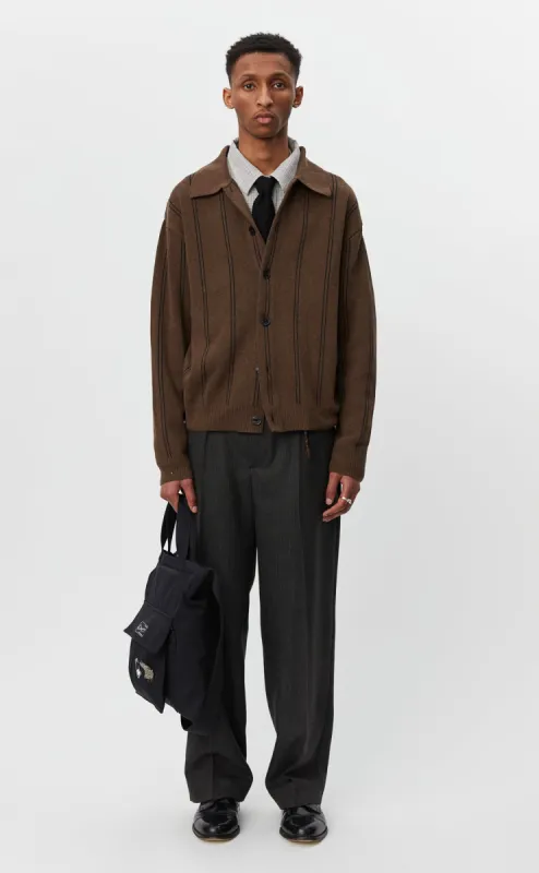 Formal Cardigan - Light Brown Stripe sold by mfpen Mens