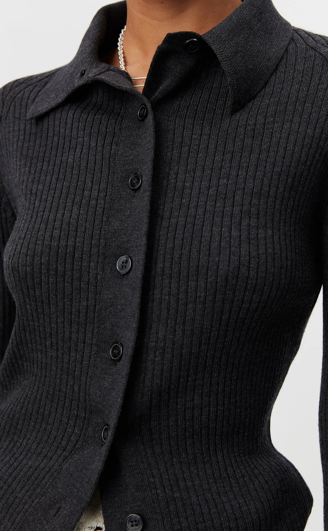 Knitted Collar Cardigan - Dark Grey sold by mfpen Mens product image thumbnail 4