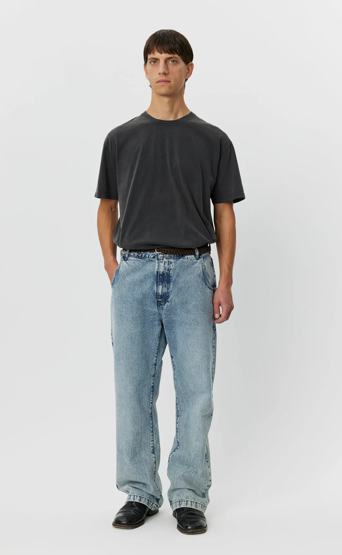 Straight Cut Jeans - Striped Blue sold by mfpen Mens