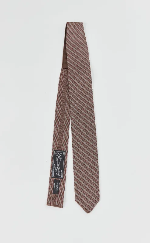 Formal Tie - Brown Grey Stripe Silk sold by mfpen Mens
