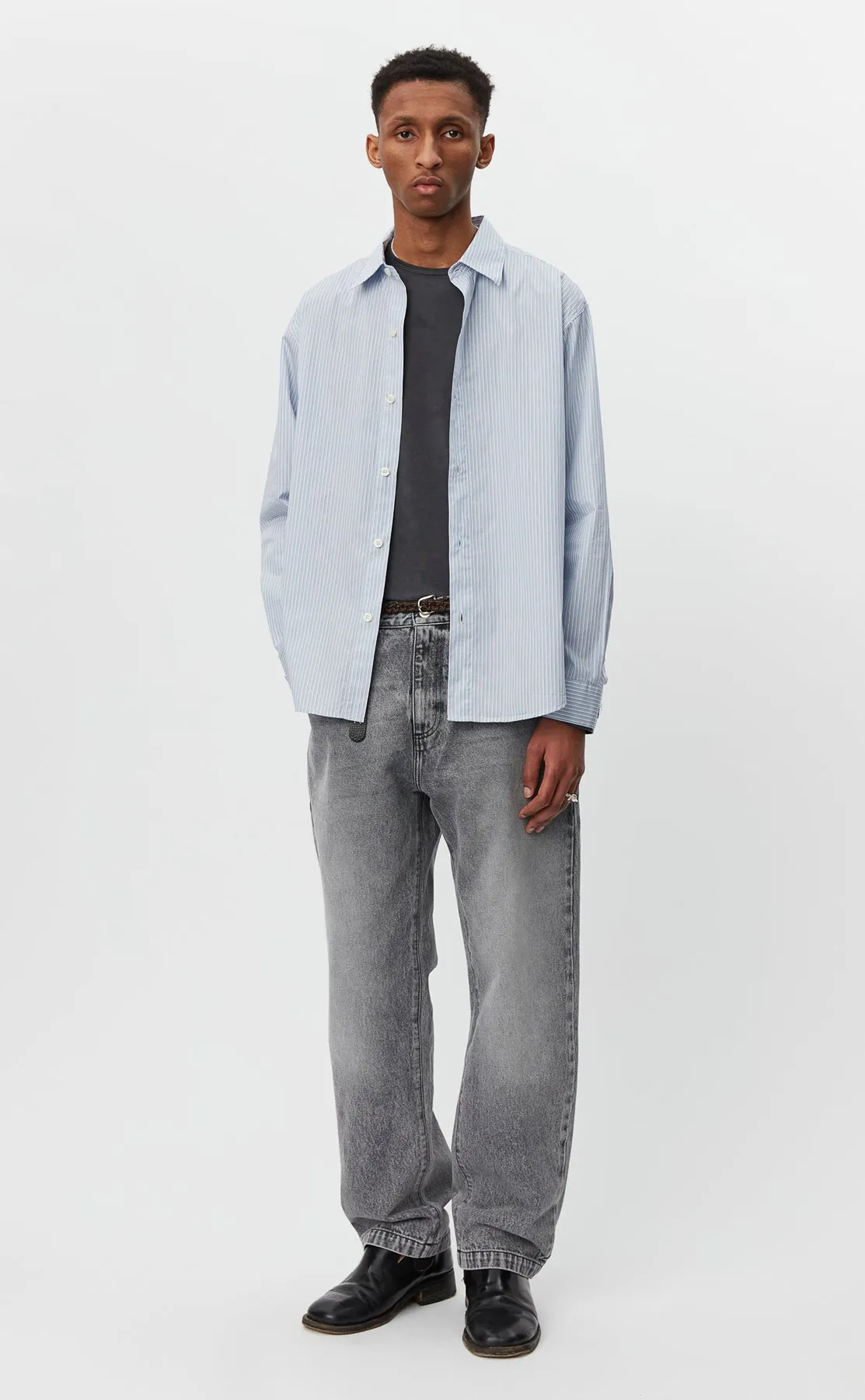 Common Shirt - Blue Fine Stripe sold by mfpen Mens