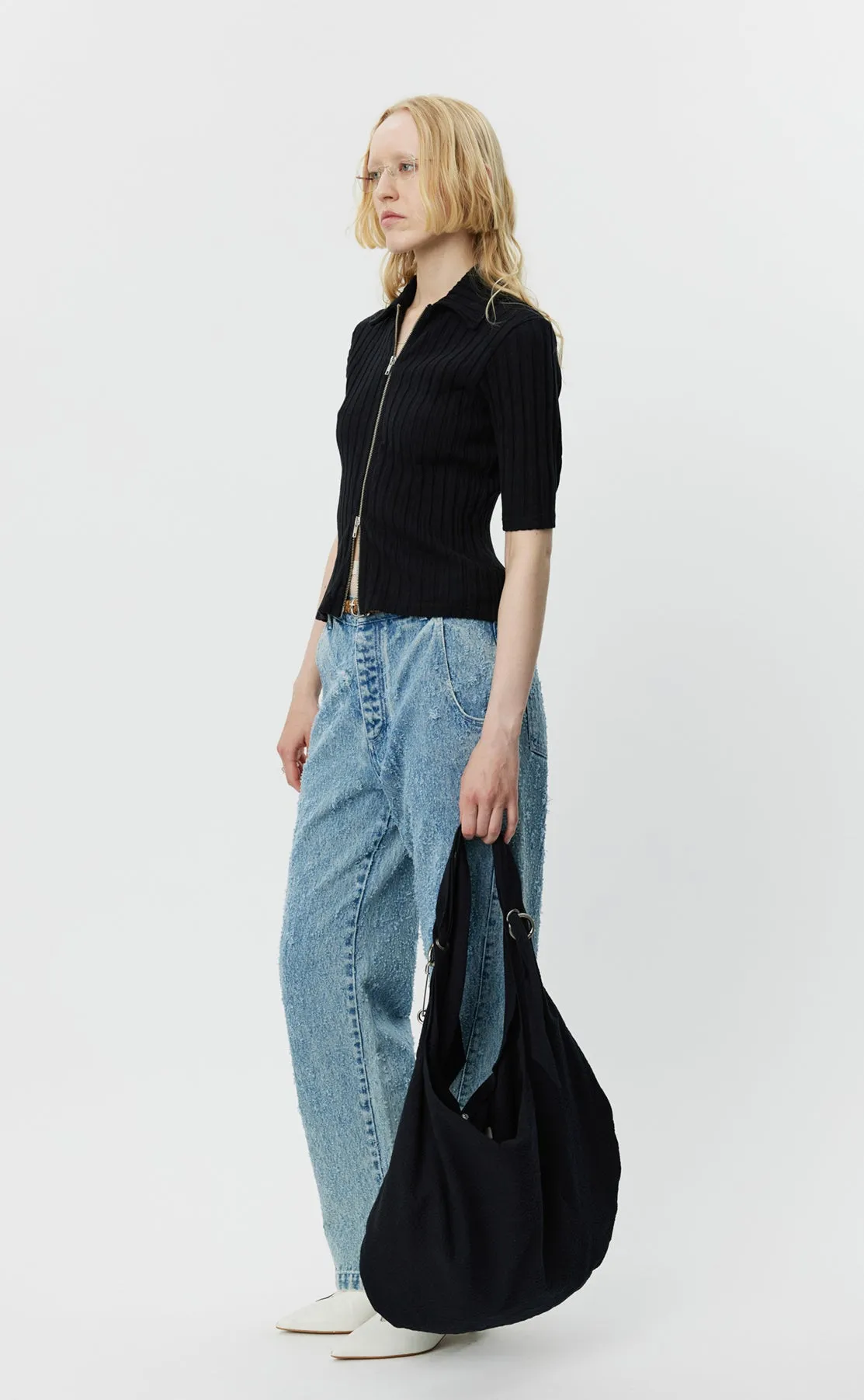 Zip Up Polo - Black Rib sold by mfpen Mens product image thumbnail 2