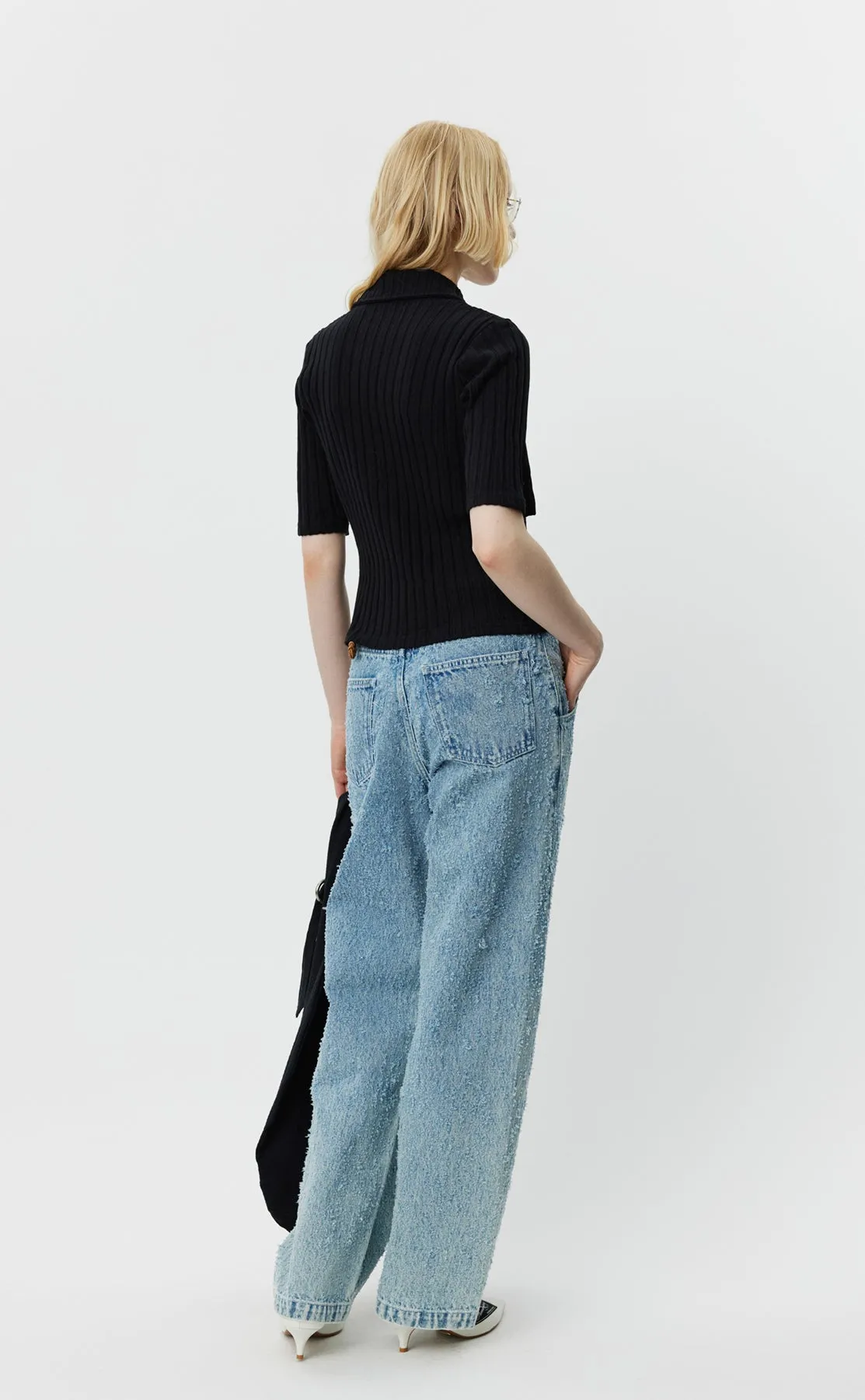 Zip Up Polo - Black Rib sold by mfpen Mens product image thumbnail 3