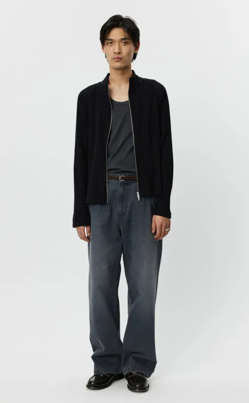 Leisure Zip Up - Black Rib sold by mfpen Mens