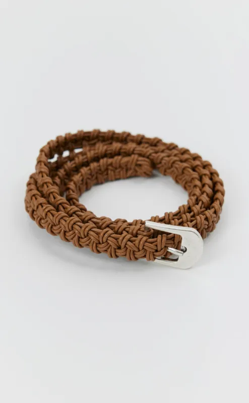 Hand-Braided Leather Belt - Caramel sold by mfpen Mens