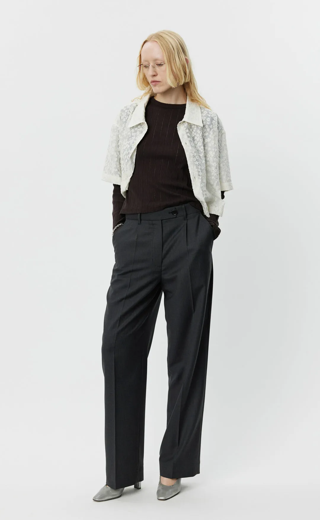 Primary Trousers - Grey 50s Stripe sold by mfpen Mens