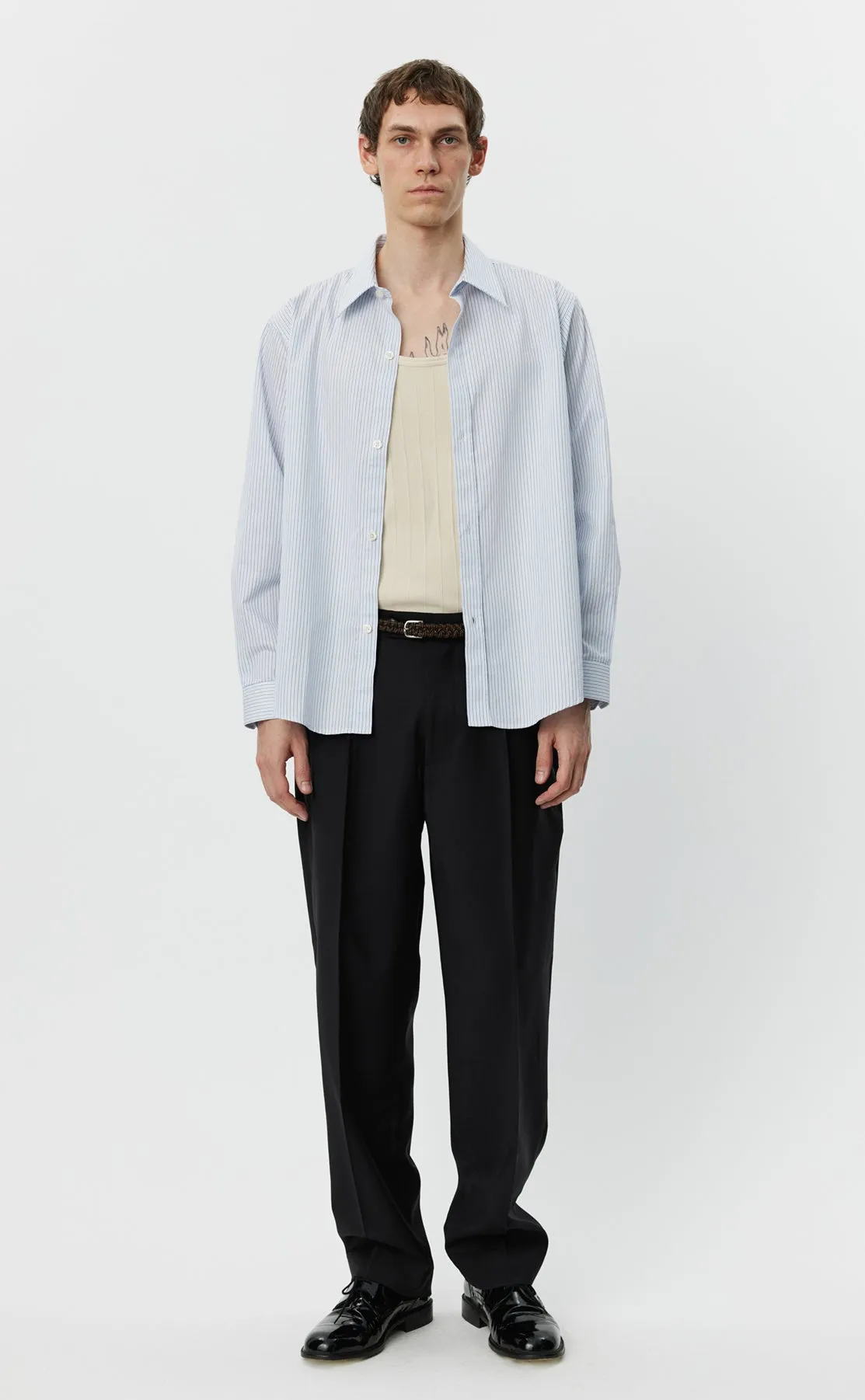 Evening Shirt - Blue Stripe sold by mfpen Mens