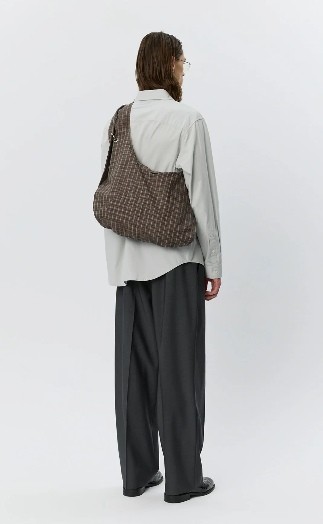 Eyelet Shoulder Bag - Brown Linen Check sold by mfpen Mens product image thumbnail 4