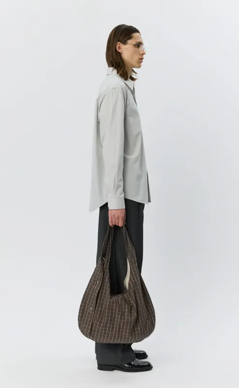 Eyelet Shoulder Bag - Brown Linen Check | Parallel