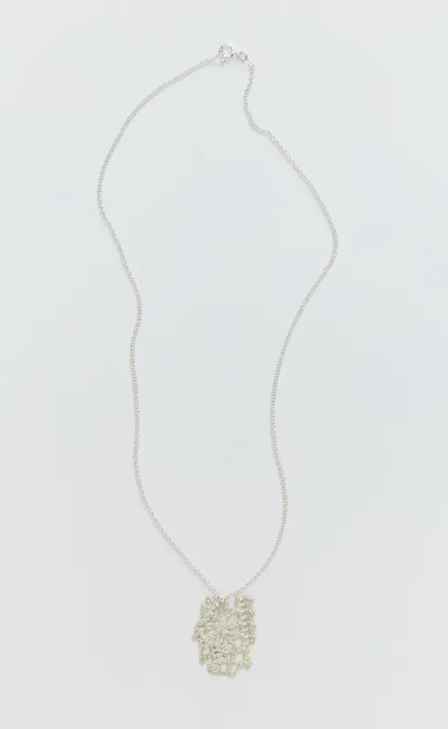Lace Pendant Necklace - Brushed Silver sold by mfpen Mens