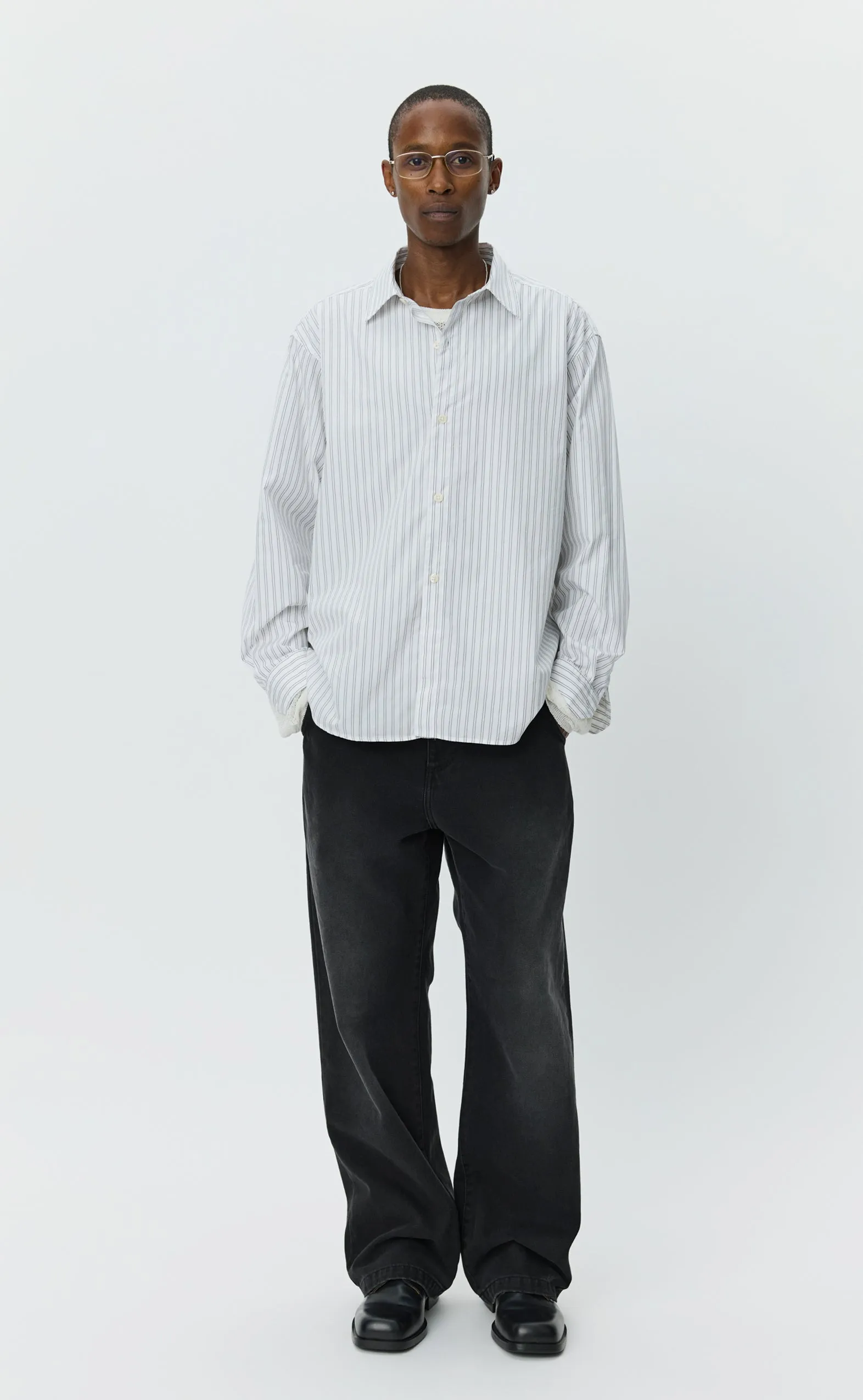 Generous Shirt - White Archive Stripe sold by mfpen