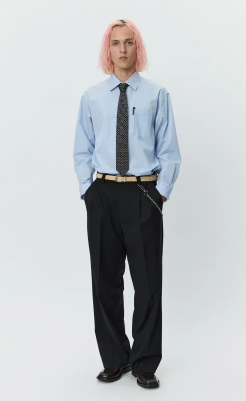 Classic Trousers - Black Twill Wool sold by mfpen Mens