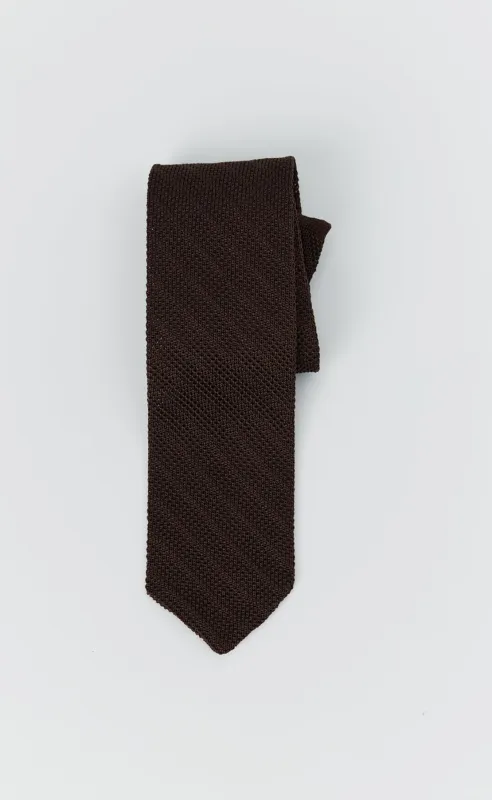Formal Tie - Brown Knitted Stripe sold by mfpen Mens