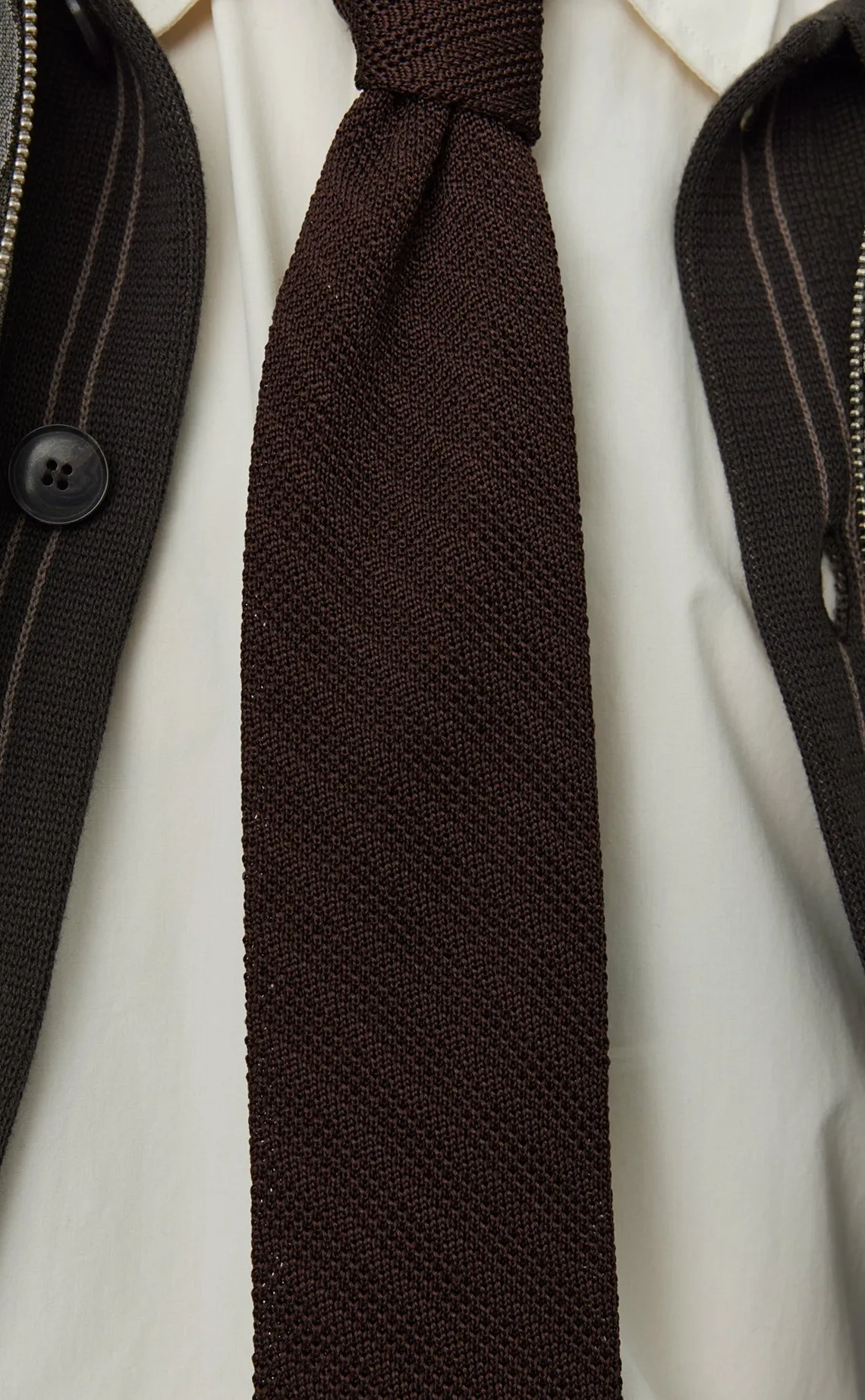 Formal Tie - Brown Knitted Stripe sold by mfpen product image thumbnail 2