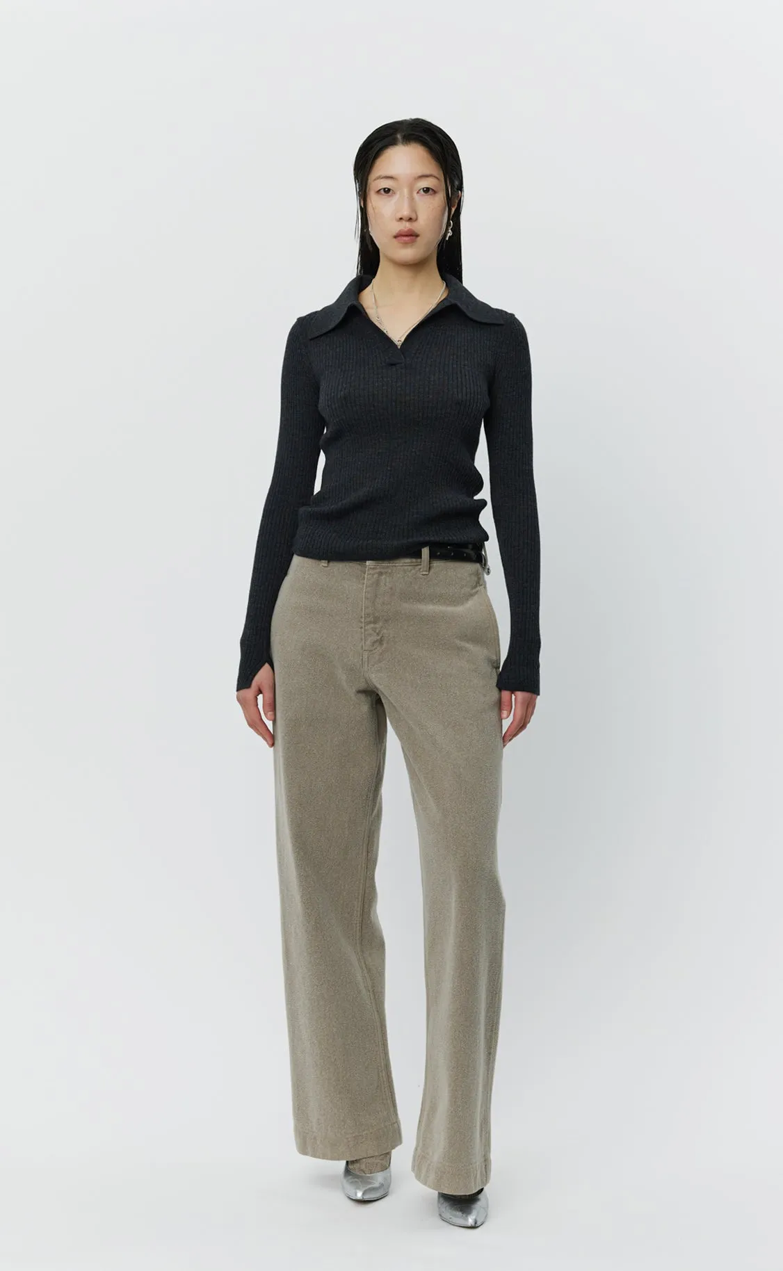 Open Placket Polo - Dark Grey sold by mfpen Mens