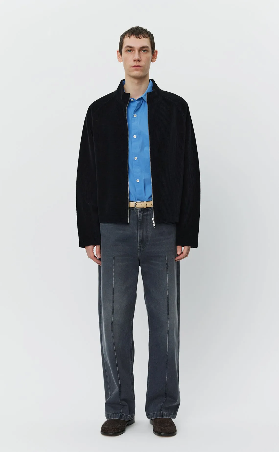 Leisure Zip Up - Black Jersey Cord sold by mfpen Mens