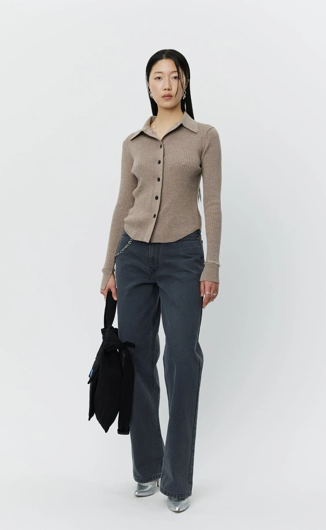 Knitted Rib Shirt - Oatmeal sold by mfpen