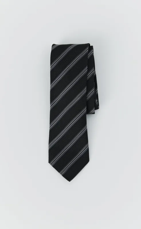 Banquet Tie - Black Wide Stripe sold by mfpen