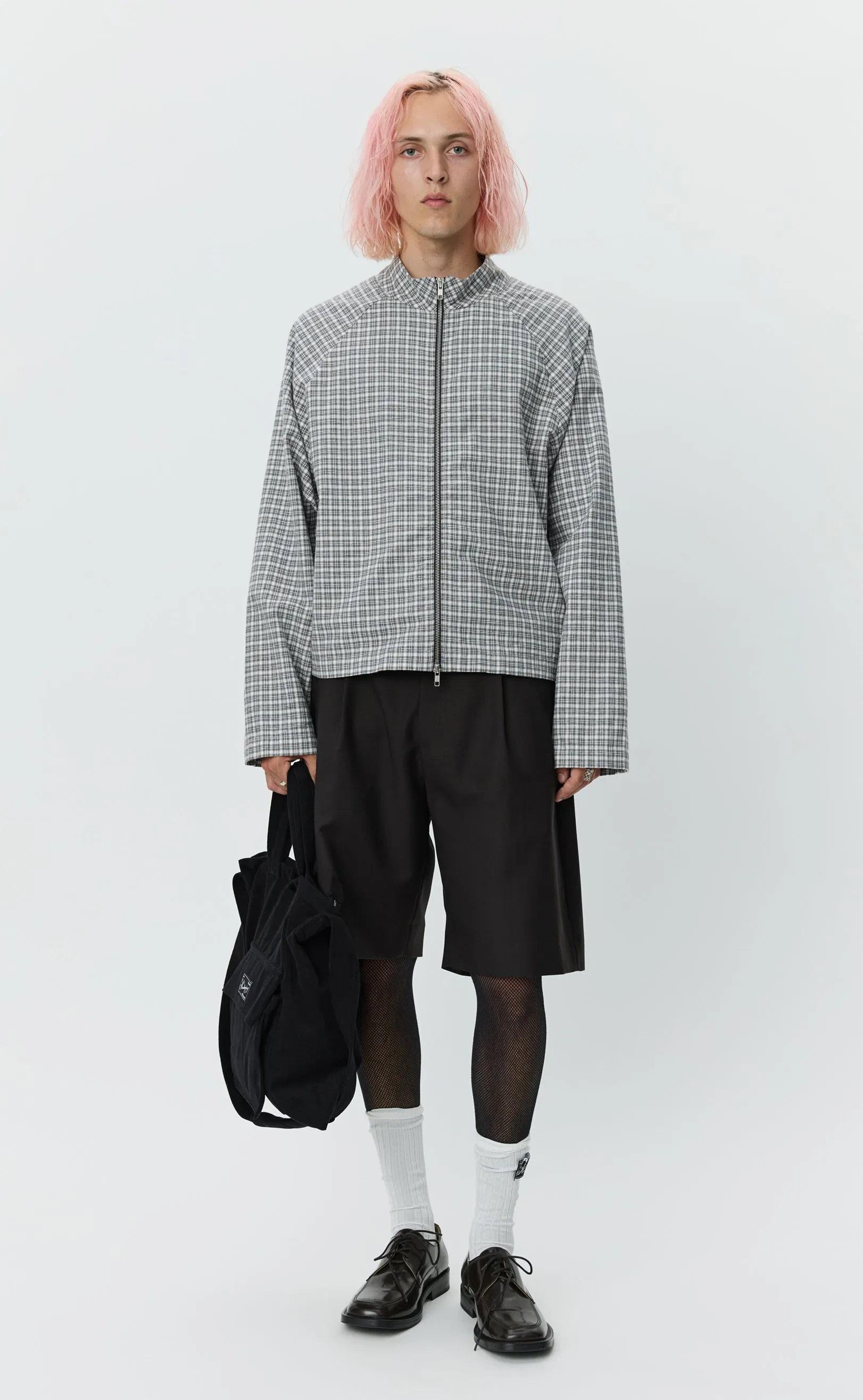 Leisure Woven Zip Up - Grey Tartan Check sold by mfpen