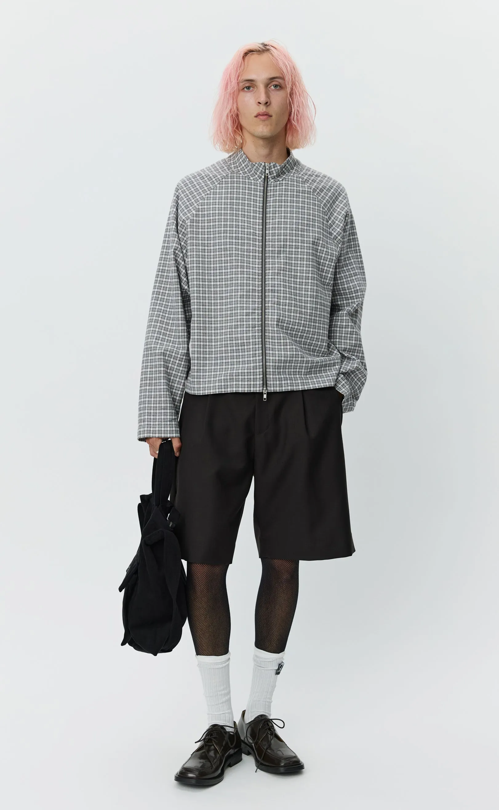 Leisure Woven Zip Up - Grey Tartan Check sold by mfpen product image thumbnail 2