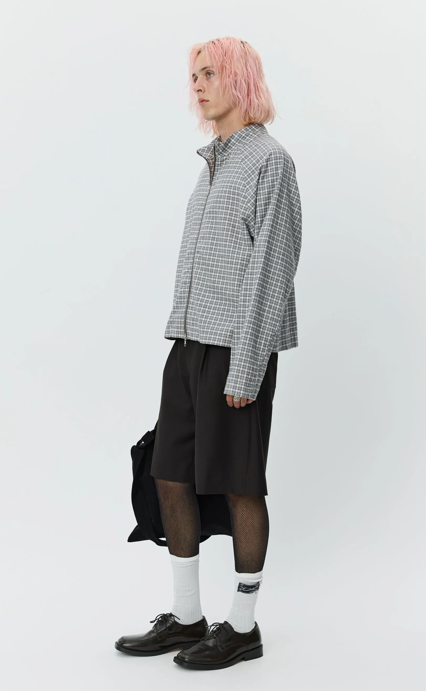 Leisure Woven Zip Up - Grey Tartan Check sold by mfpen product image thumbnail 3